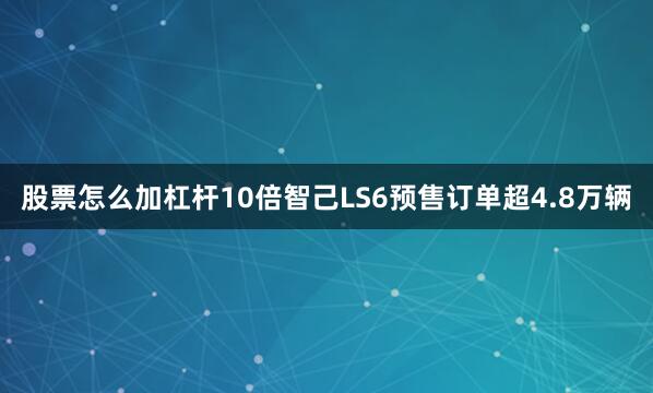 股票怎么加杠杆10倍智己LS6预售订单超4.8万辆